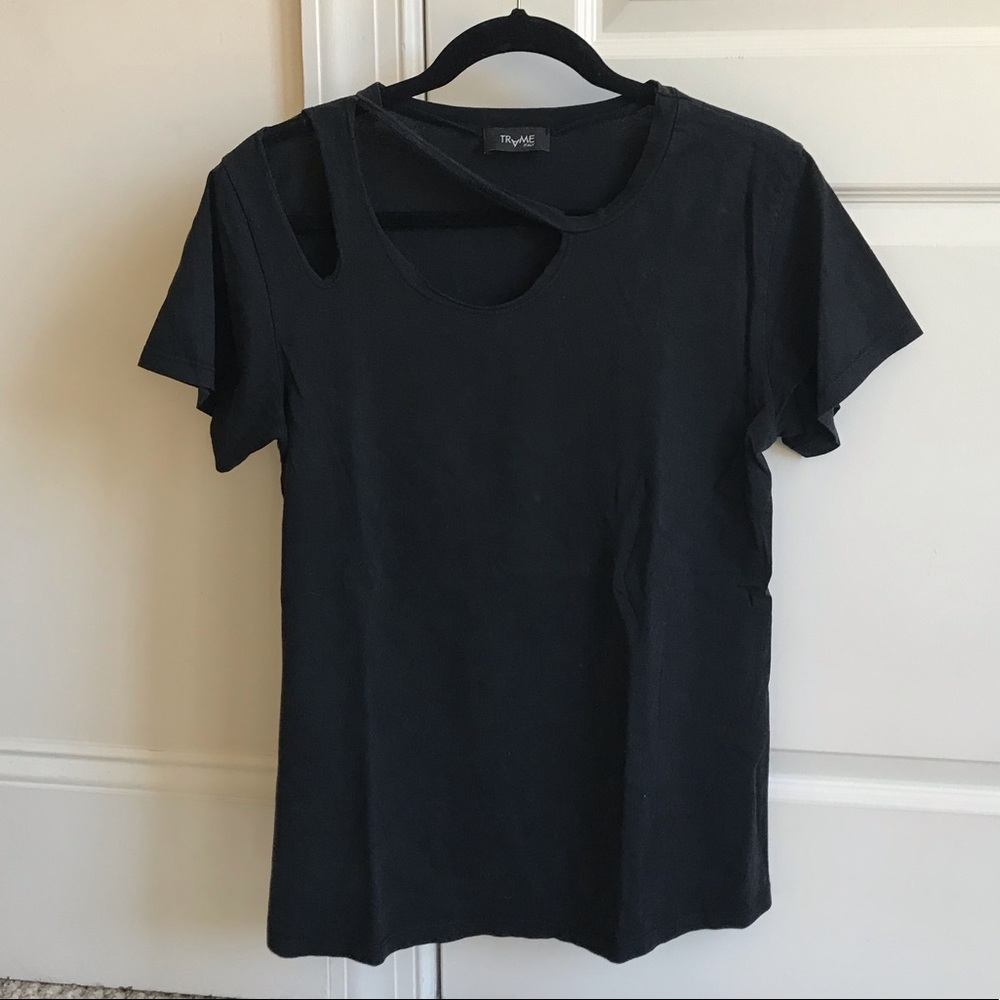 Trame Italy Distressed Black T-Shirt